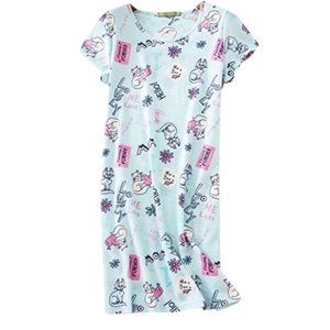 Erxeelo Women's Amoy-Baby Nightgown Blue Cat Shirt Dress - M